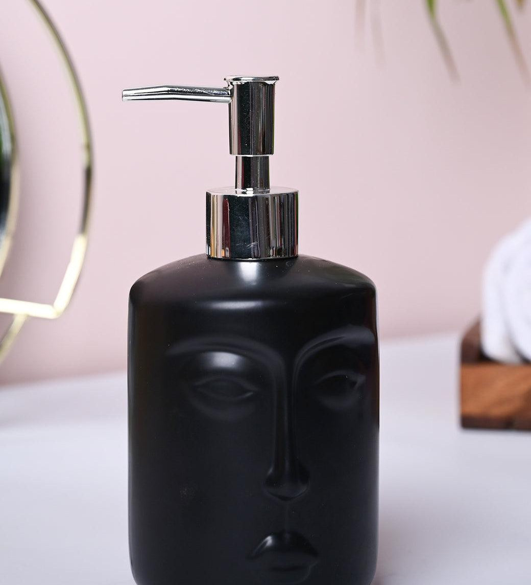 Black Matte Face Soap Dispenser - Cylindrical Shape - MARKET99