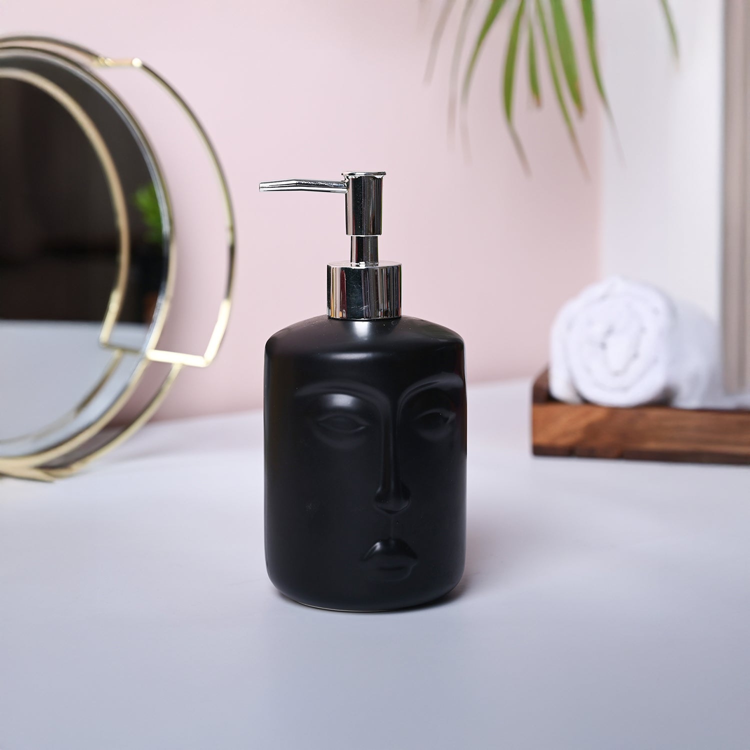 Black Matte Face Soap Dispenser - Cylindrical Shape
