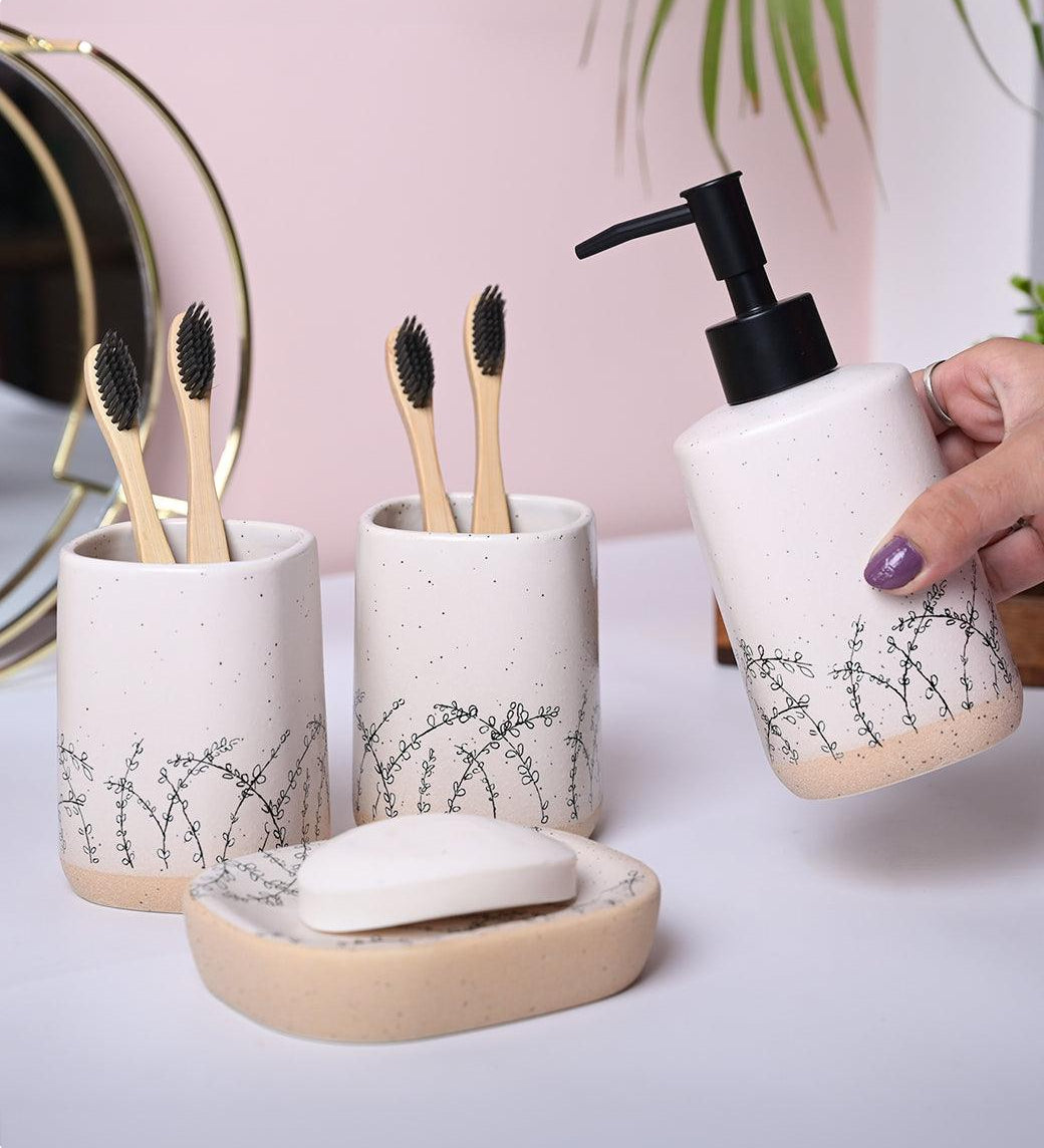 Grey Ceramic Bathroom Set - Cylindrical, Square, and Rectangular Shapes - MARKET99