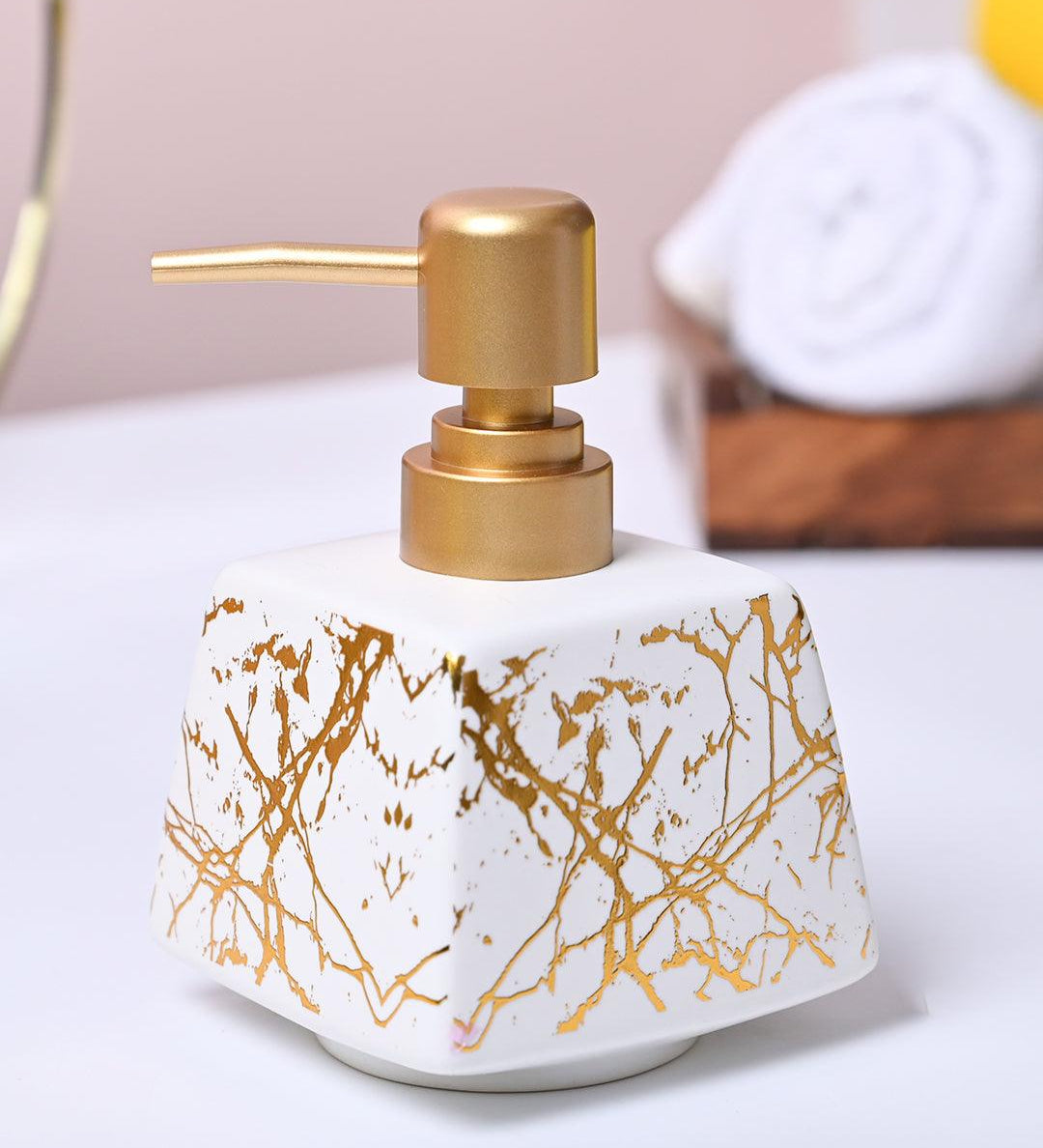 Chic Off White Rectangle Ceramic Soap Dispenser - MARKET99