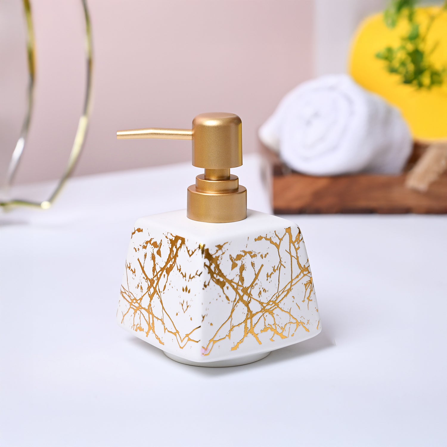 Chic Off White Rectangle Ceramic Soap Dispenser