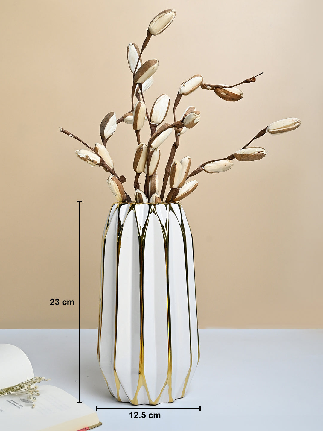 White and Gold Ceramic Vase