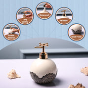 Ceramic White Round Soap Dispenser - Embossed Glossy Finish