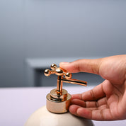 Ceramic White Round Soap Dispenser - Embossed Glossy Finish