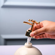 Ceramic White Round Soap Dispenser - Embossed Glossy Finish