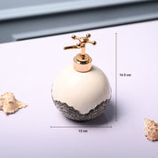 Ceramic White Round Soap Dispenser - Embossed Glossy Finish