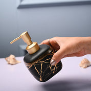 Ceramic Black Cylindrical Soap Dispenser - Static Glossy Finish