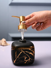 Ceramic Black Cylindrical Soap Dispenser - Static Glossy Finish