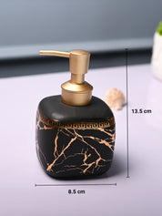 Ceramic Black Cylindrical Soap Dispenser - Static Glossy Finish