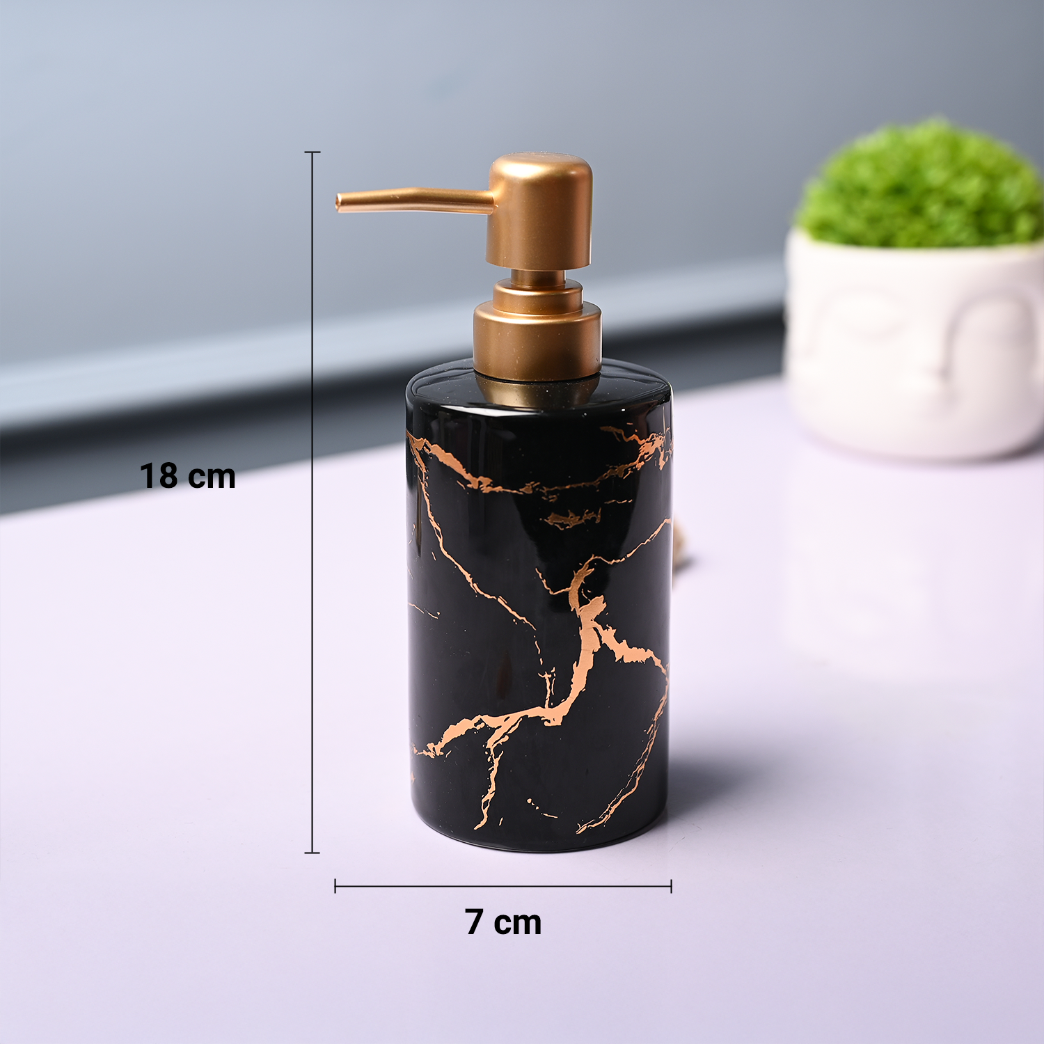 Ceramic Black Soap Dispenser - Static Glossy Finish