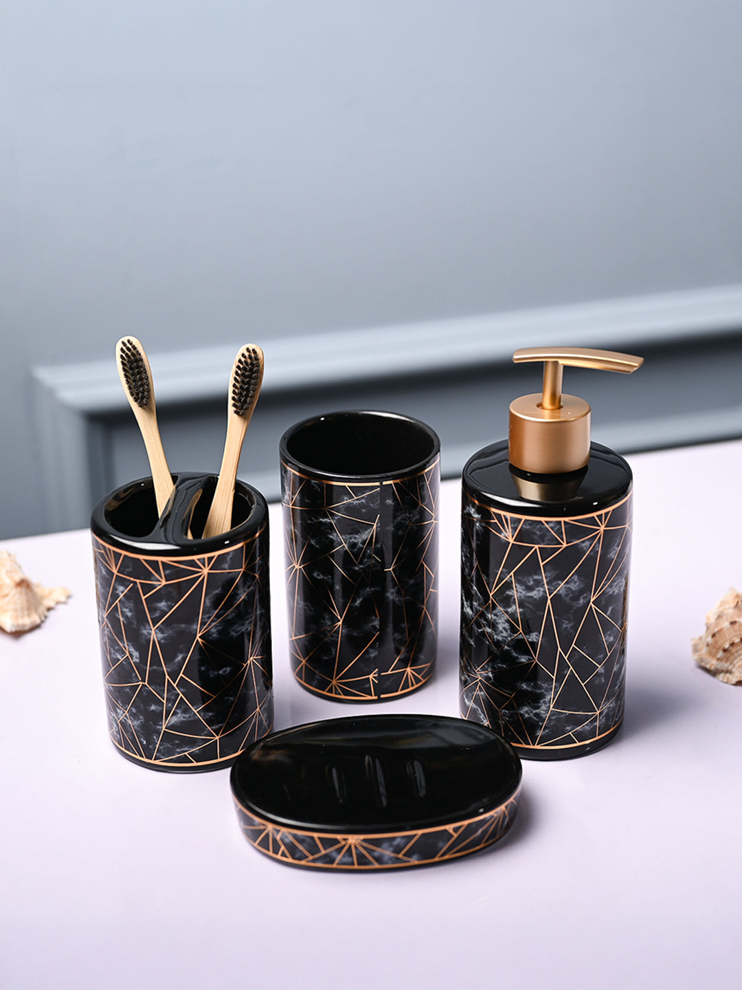 Ceramic Black Bathoom Set Of 4