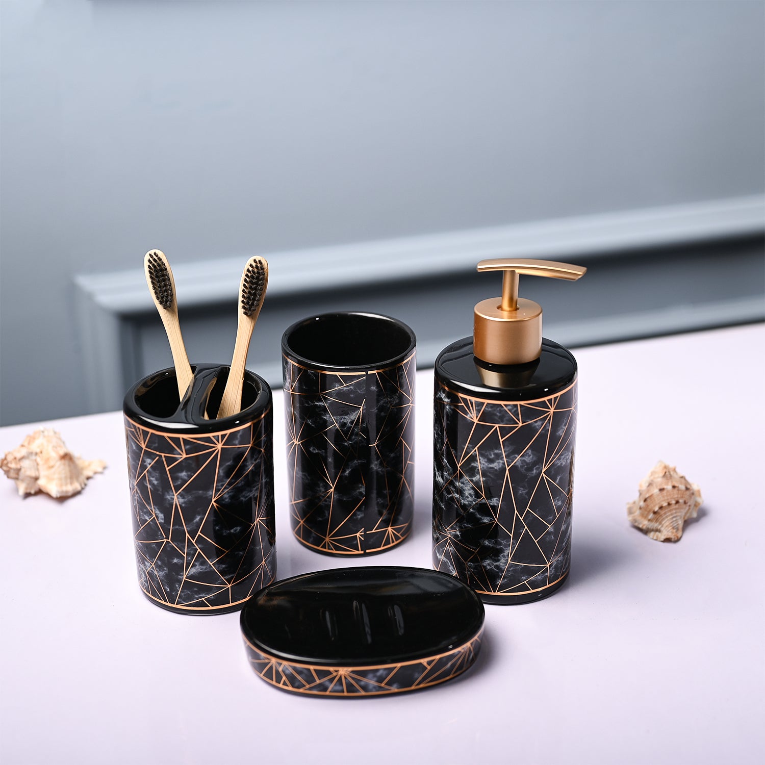 Ceramic Black Bathoom Set Of 4