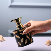 Ceramic Black Soap Dispenser - Print Design Glossy Finish