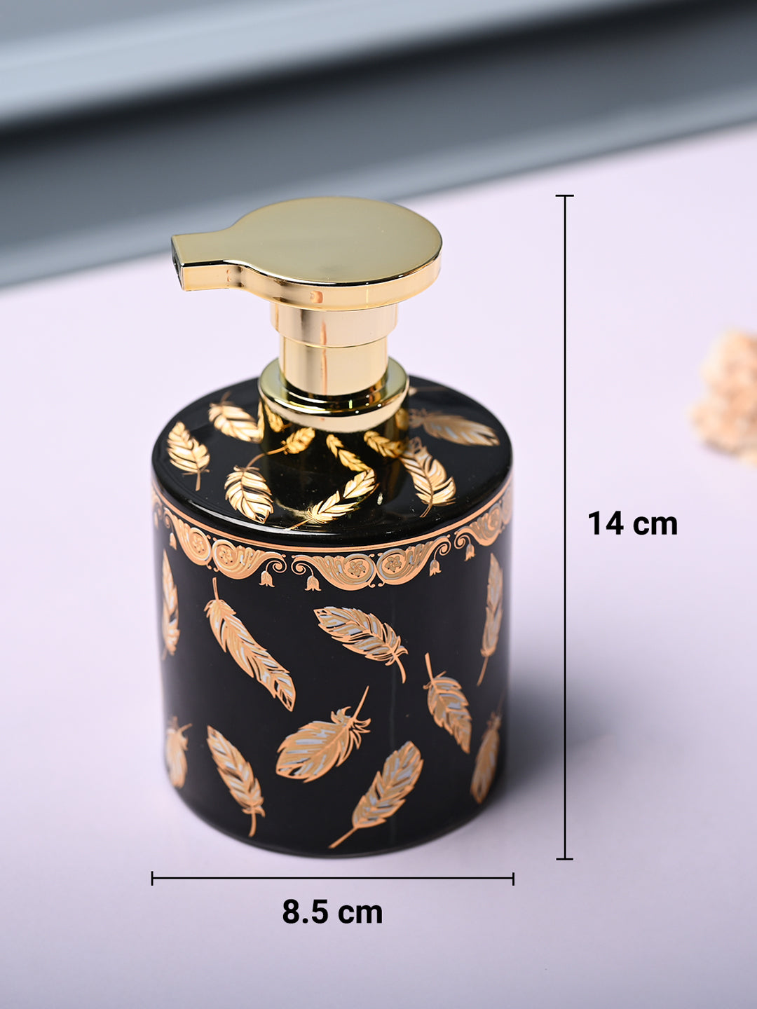 Ceramic Black Soap Dispenser - Print Design Glossy Finish