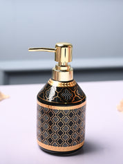 Ceramic Black Soap Dispenser - Geometrical Glossy Finish