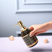 Ceramic Black Soap Dispenser - Geometrical Glossy Finish
