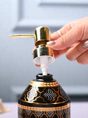 Ceramic Black Soap Dispenser - Geometrical Glossy Finish