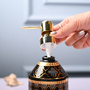 Ceramic Black Soap Dispenser - Geometrical Glossy Finish