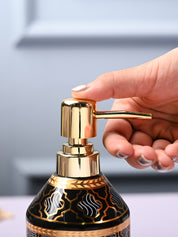 Ceramic Black Soap Dispenser - Geometrical Glossy Finish