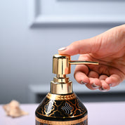 Ceramic Black Soap Dispenser - Geometrical Glossy Finish