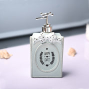 Ceramic Teal Green Rectangle Soap Dispenser - Happy Day Print Matte Finish
