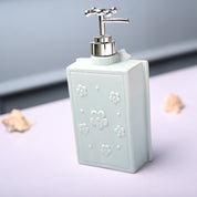 Ceramic Teal Green Rectangle Soap Dispenser - Happy Day Print Matte Finish
