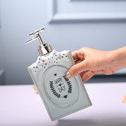 Ceramic Teal Green Rectangle Soap Dispenser - Happy Day Print Matte Finish