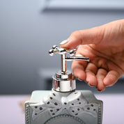 Ceramic Teal Green Rectangle Soap Dispenser - Happy Day Print Matte Finish