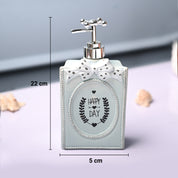 Ceramic Teal Green Rectangle Soap Dispenser - Happy Day Print Matte Finish