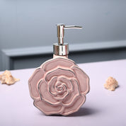 Ceramic Pink Rose Shaped Soap Dispenser - Flower Design Matte Finish