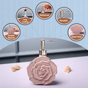 Ceramic Pink Rose Shaped Soap Dispenser - Flower Design Matte Finish