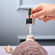 Ceramic Pink Rose Shaped Soap Dispenser - Flower Design Matte Finish