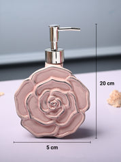 Ceramic Pink Rose Shaped Soap Dispenser - Flower Design Matte Finish