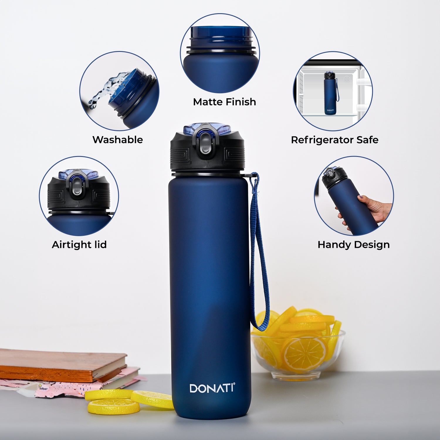 Donati Travel Bottle 1000ML - Blue Plastic Matte Finish