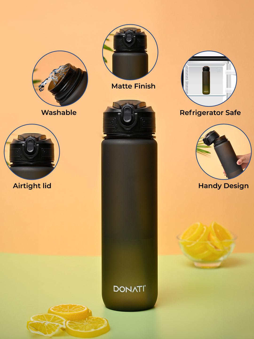 Donati Travel Bottle 1000ML - Black Plastic Matte Finish - MARKET99