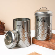 Market99 Tea & Sugar Jar Set of 2 - Golden Tin Glossy Finish