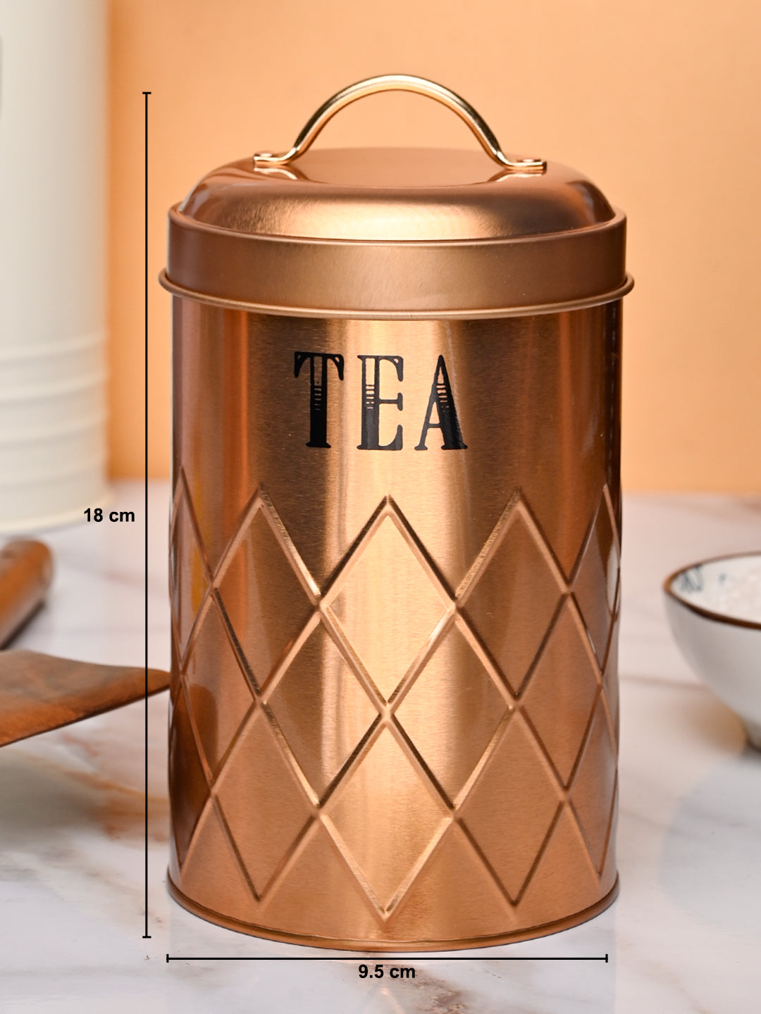 Market99 Tea & Sugar Jar Set of 2 - Golden Tin Glossy Finish - MARKET99