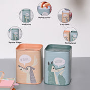 Market99 Money Bank Novelty Toys Set of 2 - Beige & Green Tin Glossy Finish