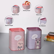 Market99 Money Bank Novelty Toys Set of 2 - Grey & Pink Tin Glossy Finish