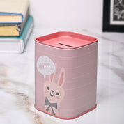 Market99 Money Bank Novelty Toys Set of 2 - Grey & Pink Tin Glossy Finish