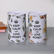 Market99 Money Bank Novelty Toys - White Tin Cylindrical Glossy Finish