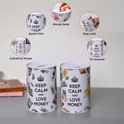 Market99 Money Bank Novelty Toys - White Tin Cylindrical Glossy Finish