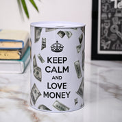 Market99 Money Bank Novelty Toys - White Tin Cylindrical Glossy Finish