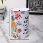 Market99 Money Bank Novelty Toys - White Tin Cylindrical Glossy Finish