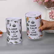 Market99 Money Bank Novelty Toys - White Tin Cylindrical Glossy Finish