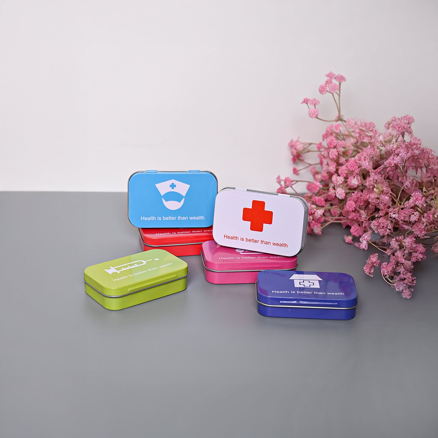 Market99 Pill Box Organizer Set of 6 - Multi Tin Glossy Finish