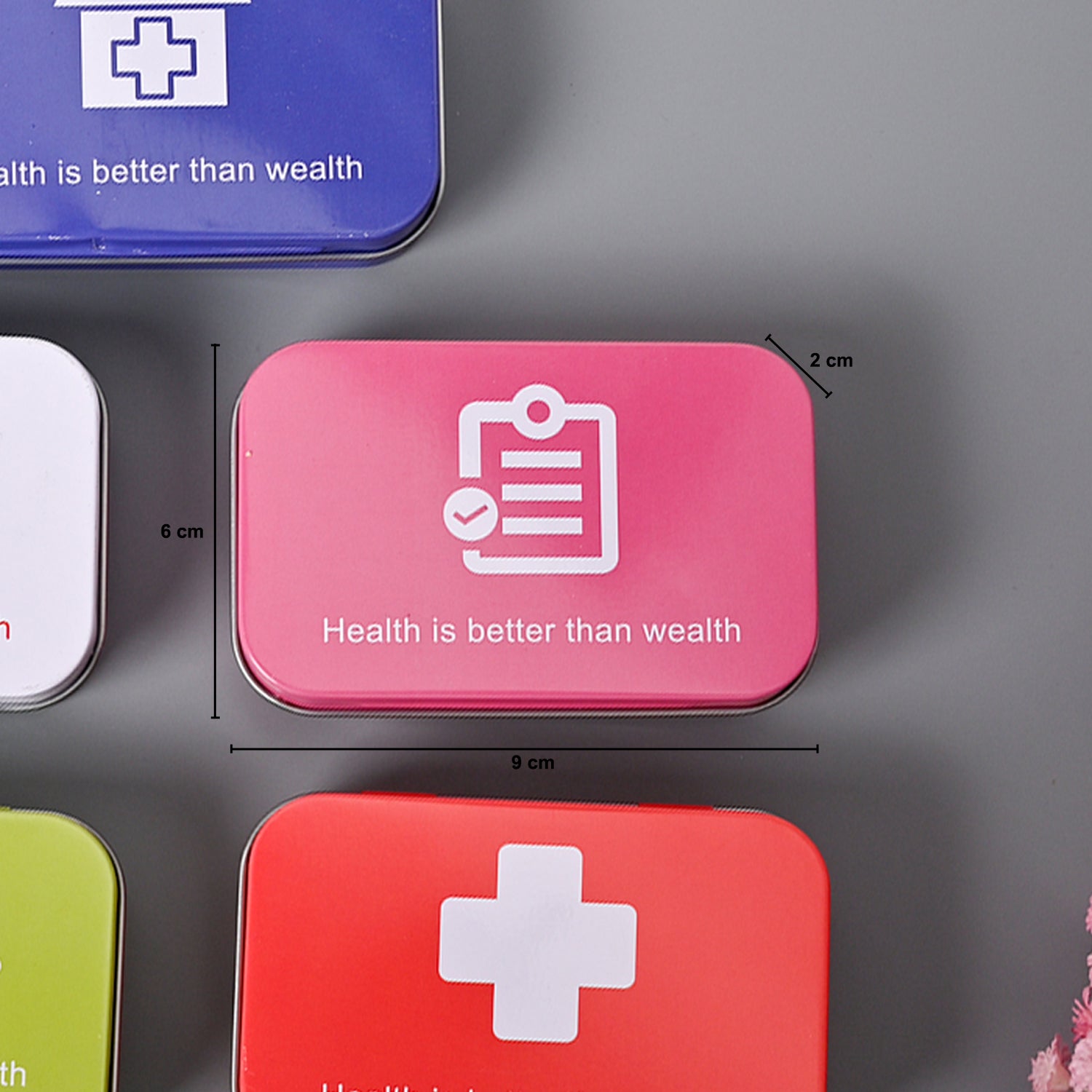 Market99 Pill Box Organizer Set of 6 - Multi Tin Glossy Finish