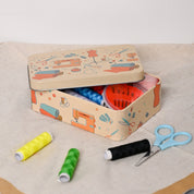 Market99 Sewing Set - Beige Tin Rectangular Glossy Finish