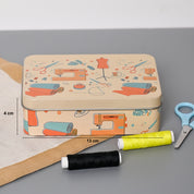 Market99 Sewing Set - Beige Tin Rectangular Glossy Finish