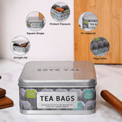 Market99 Container Storage Tin Box - Tea Bag White Square Glossy Finish